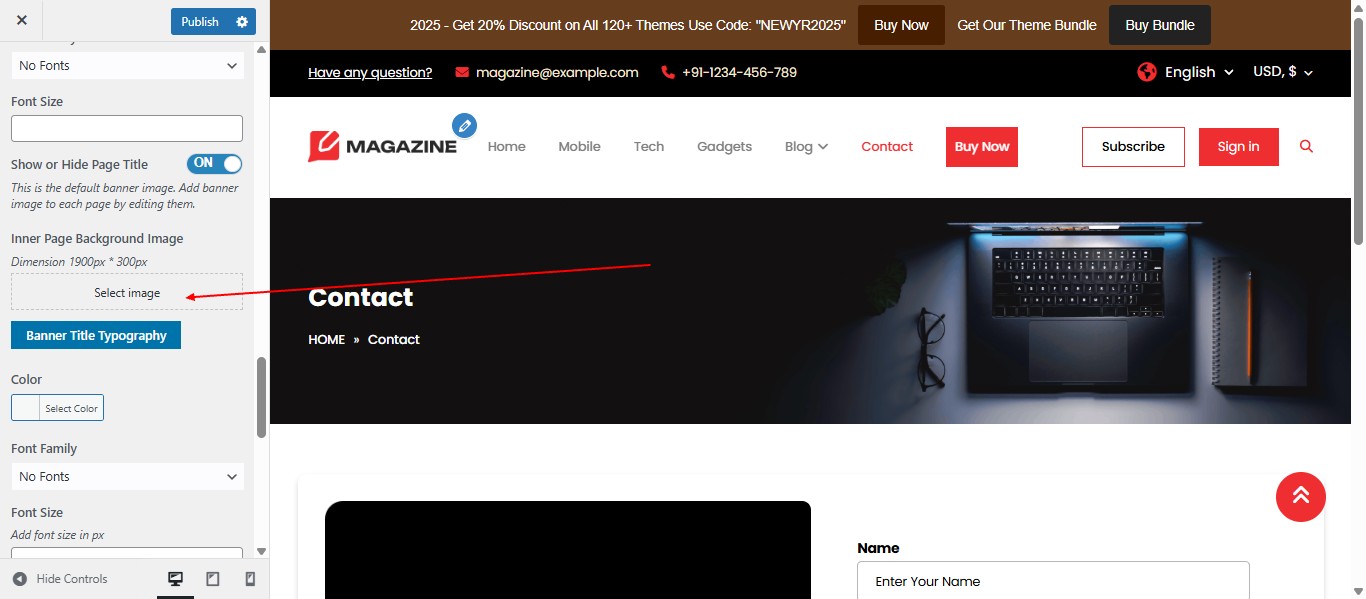 Default page banner screenshot