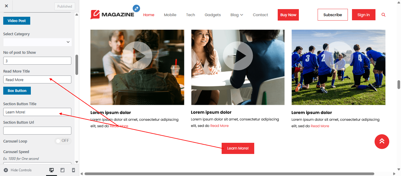 Video URL embedded screenshot