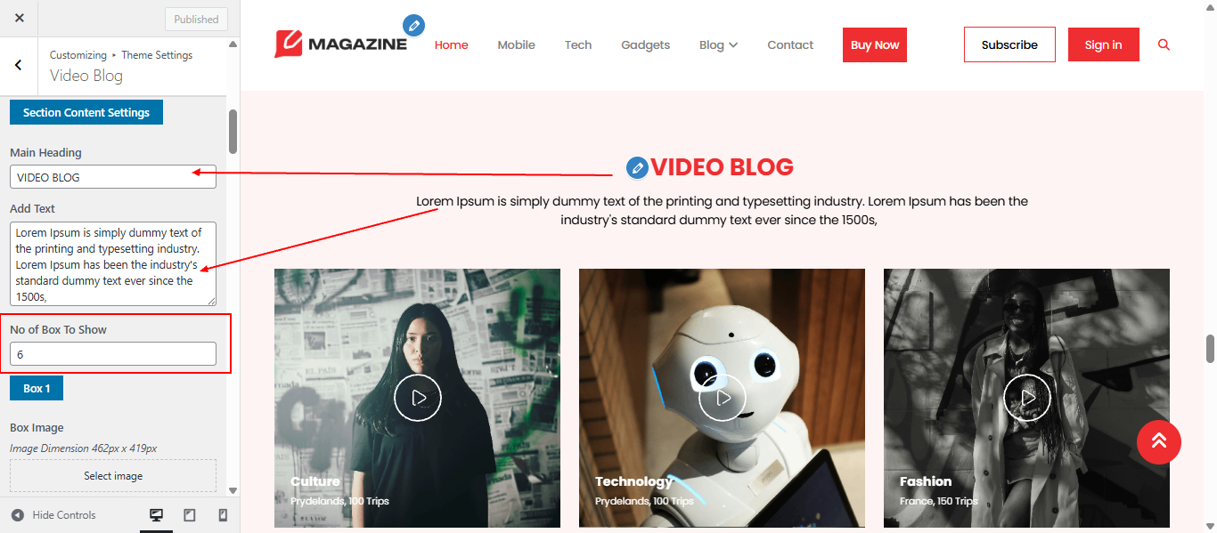 Video Category layout screenshot