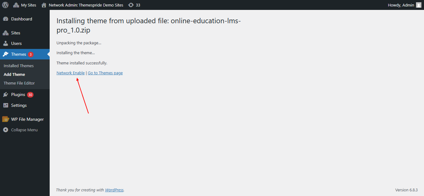 Upload Theme Screenshot