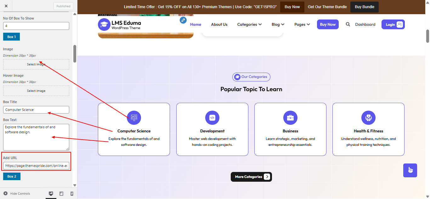 categoriess layout screenshot