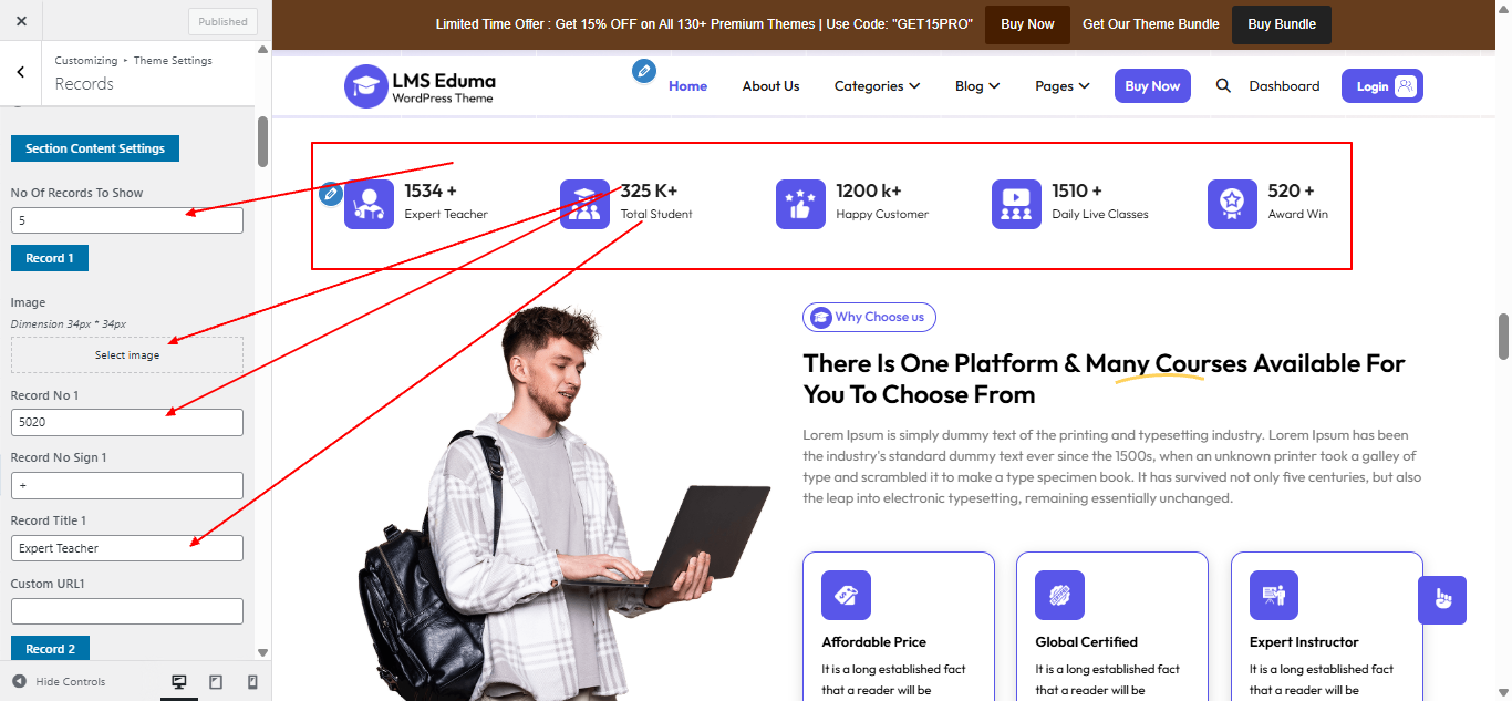 records layout screenshot