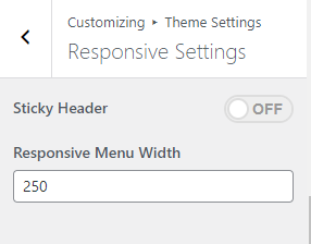 Responsive settings screenshot