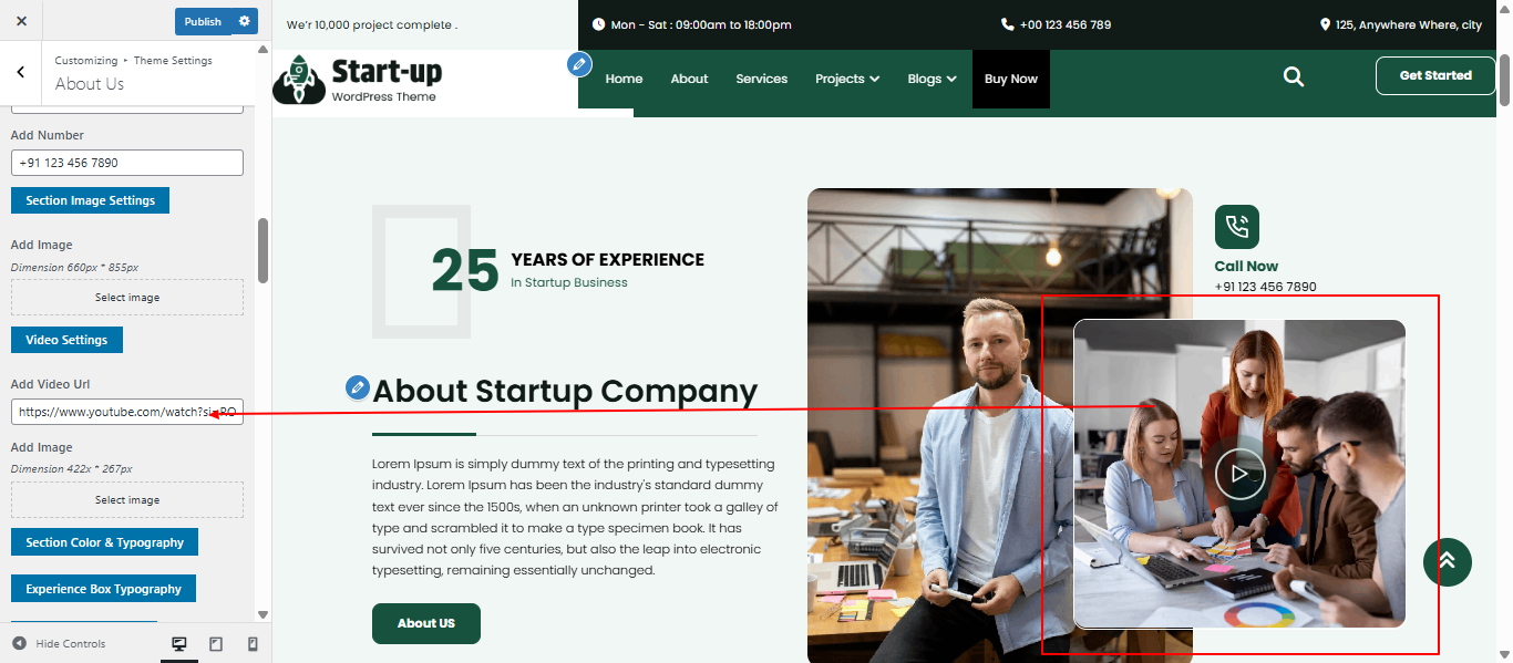 about Us settings screenshot