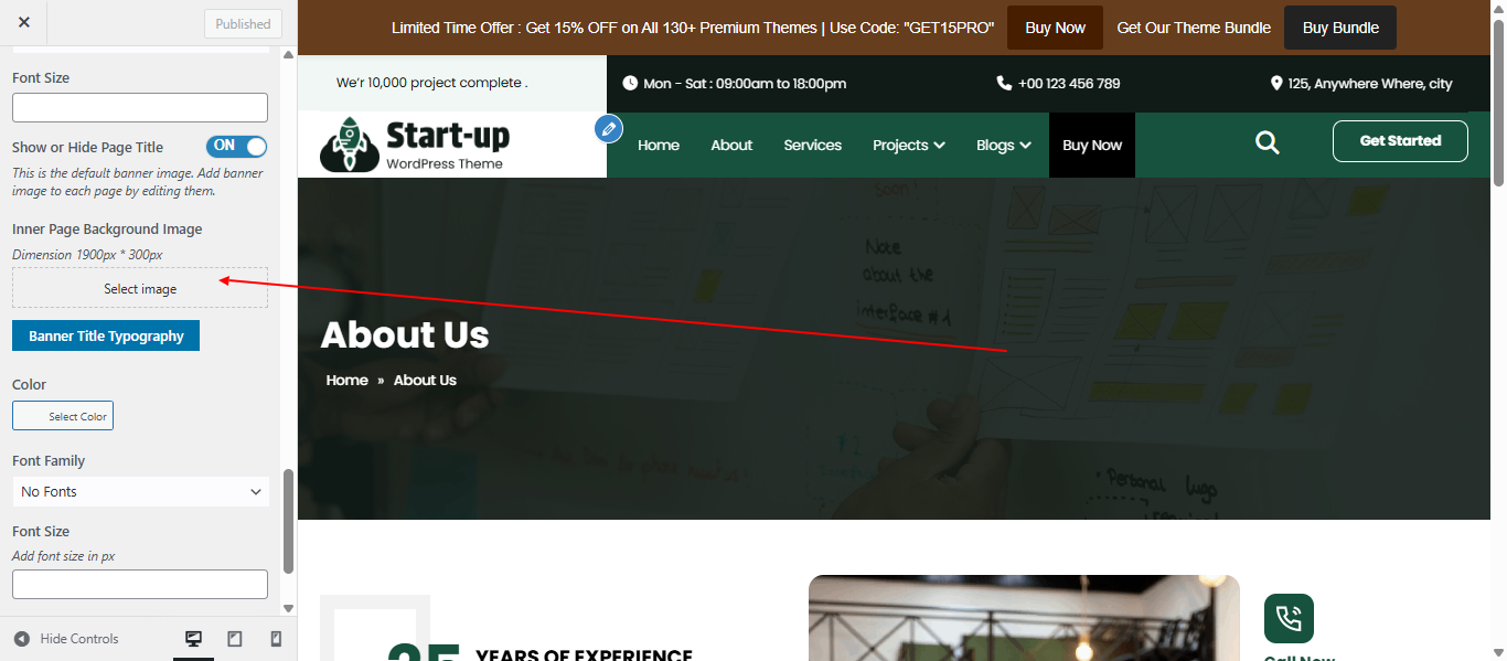 Default page banner screenshot