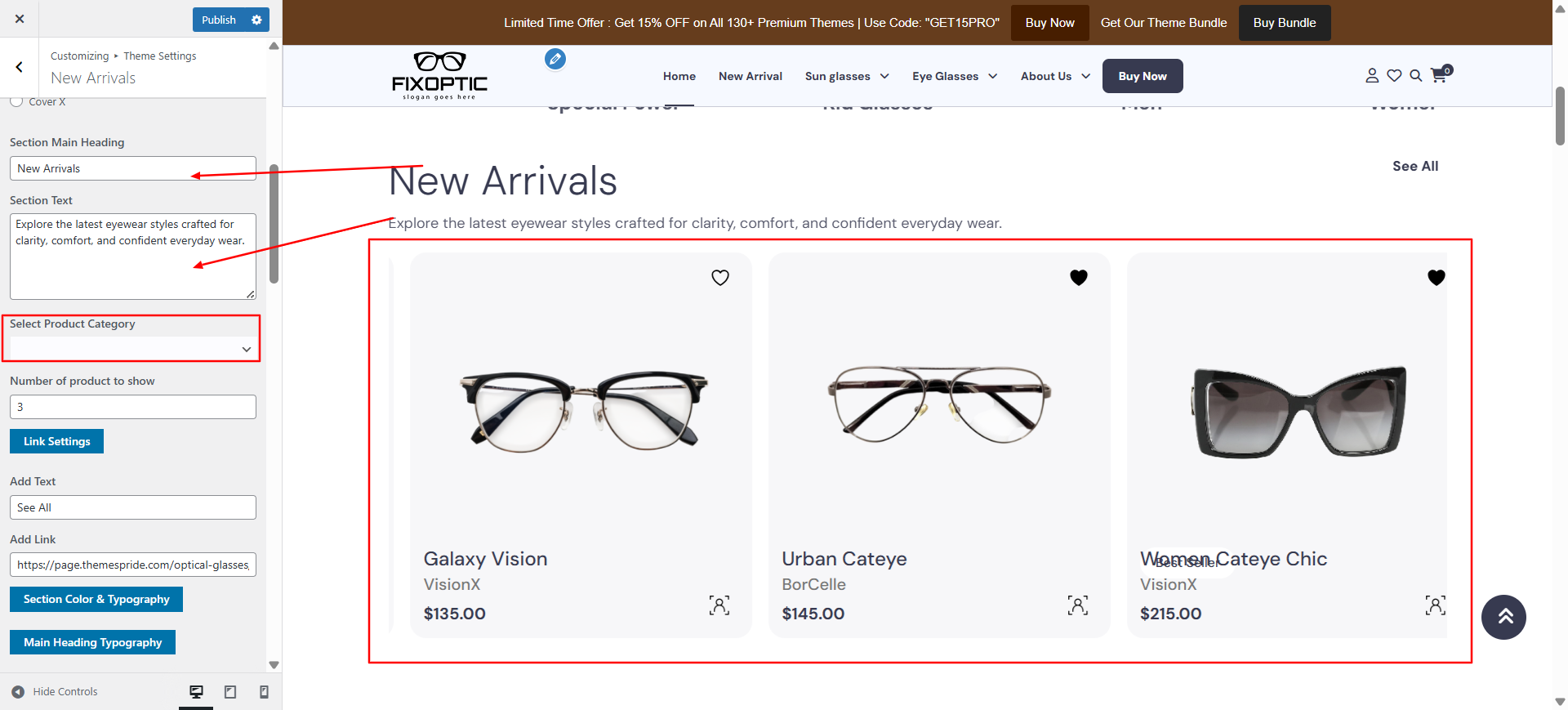 New Arrivals Settings