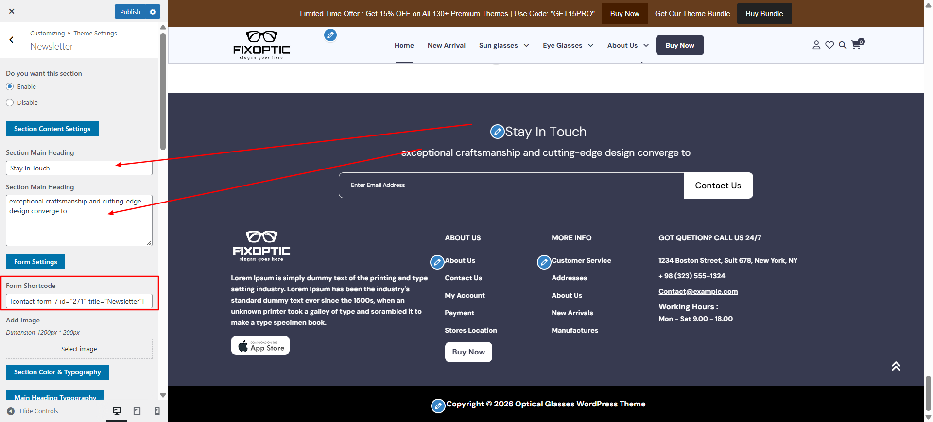 newsletter form setup screenshot