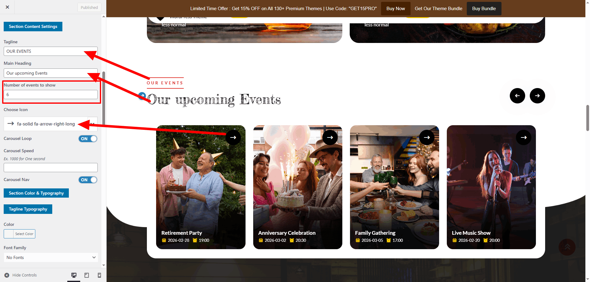 Events Settings