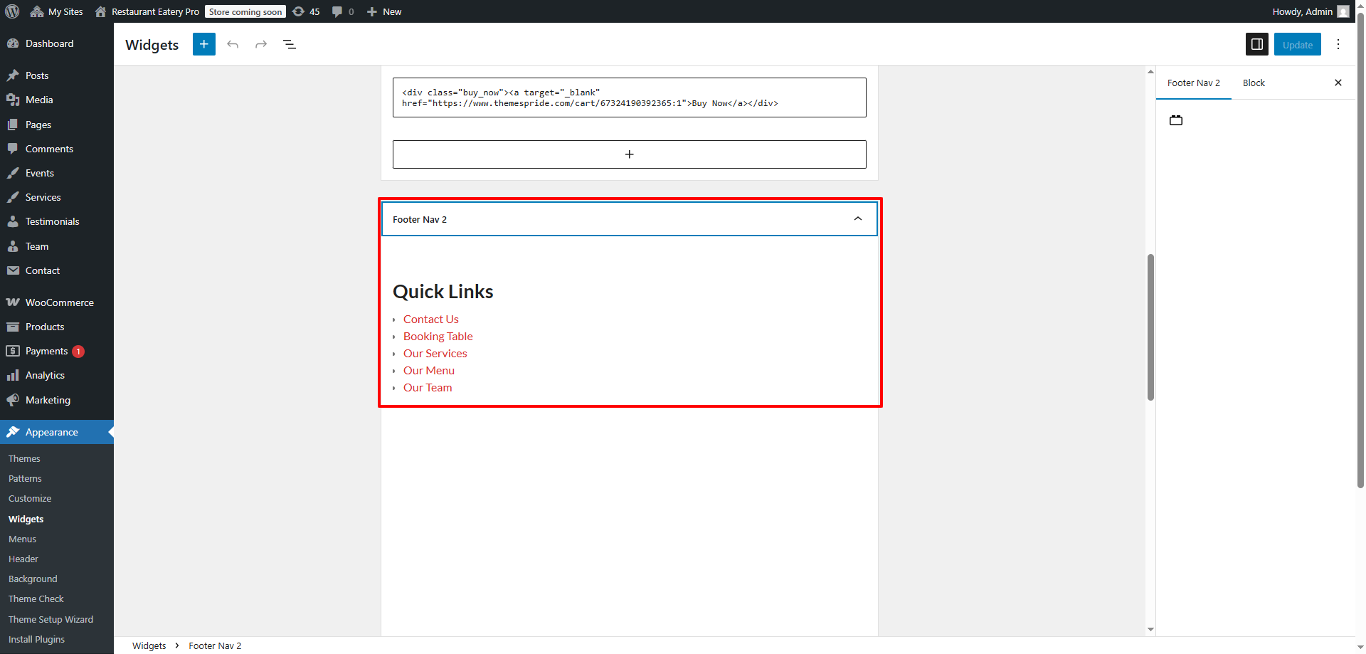 Footer Navigation Menu