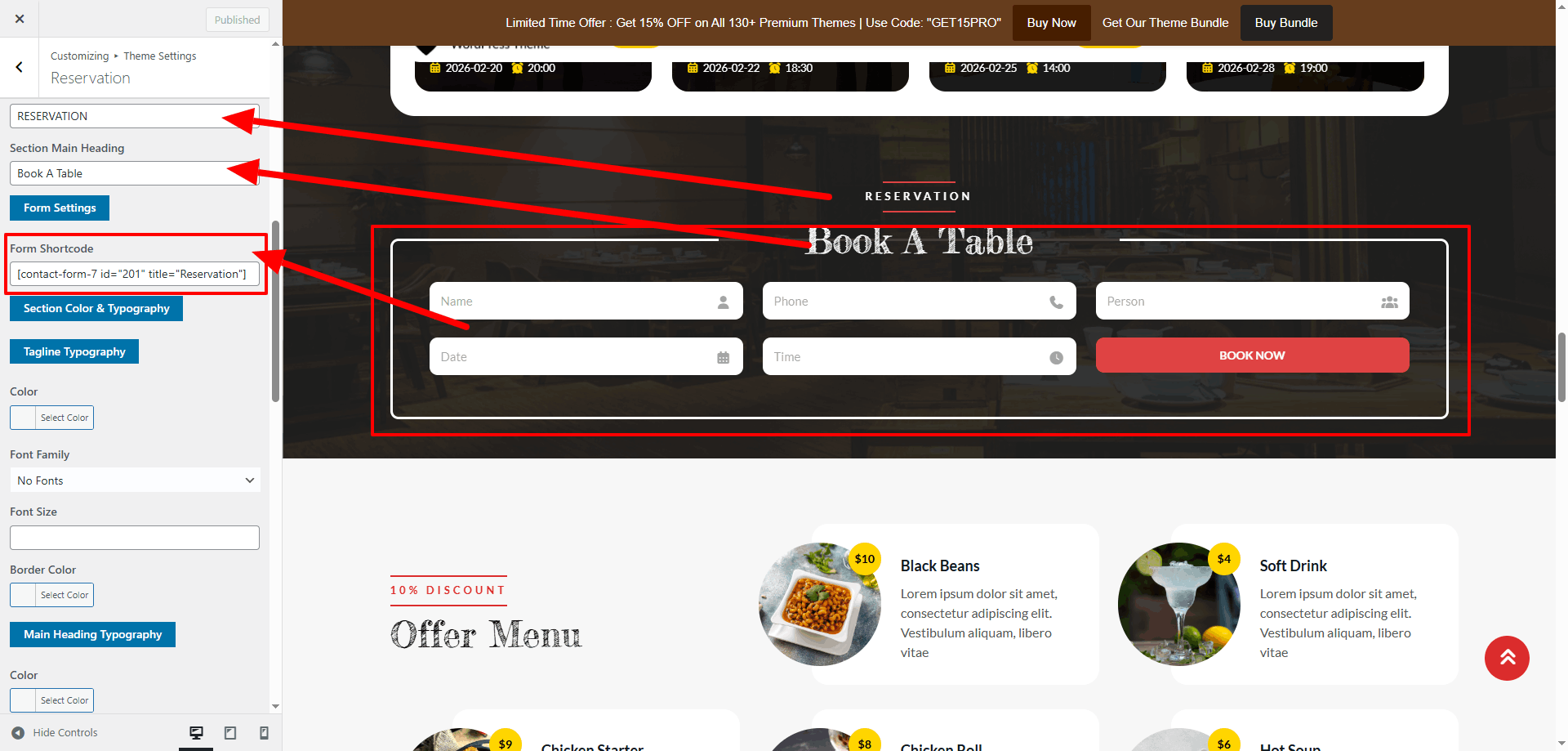 Reservations Settings