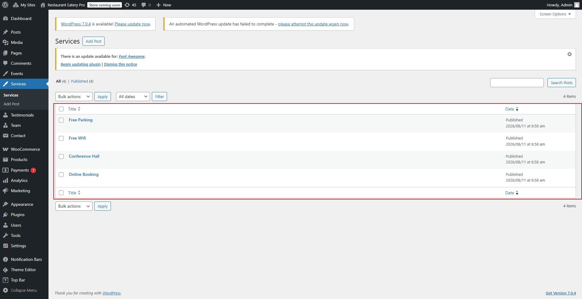 Services Post Editor