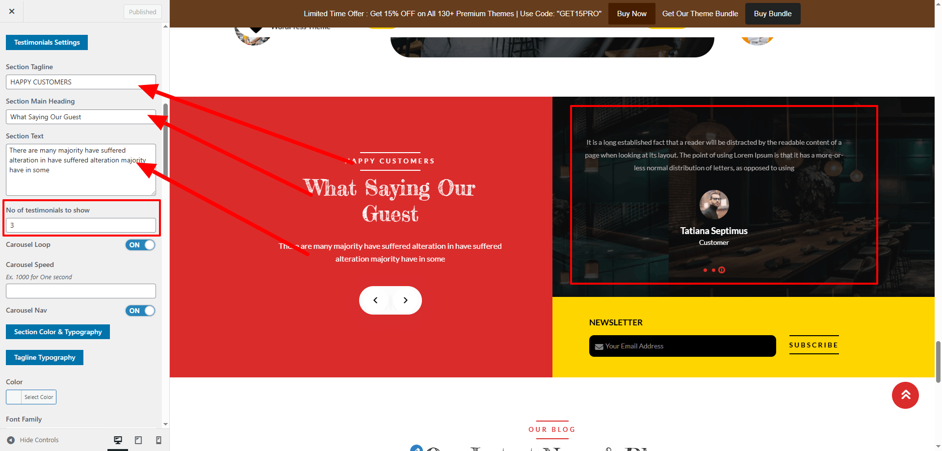 Testimonials Settings