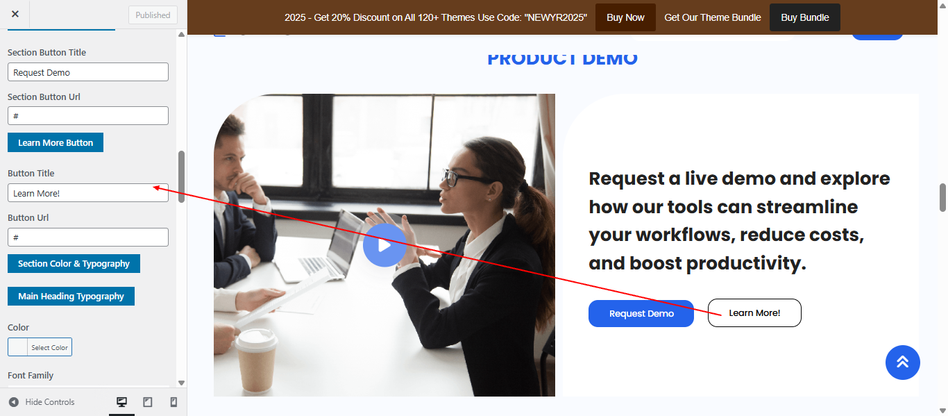 product-demo Us settings screenshot