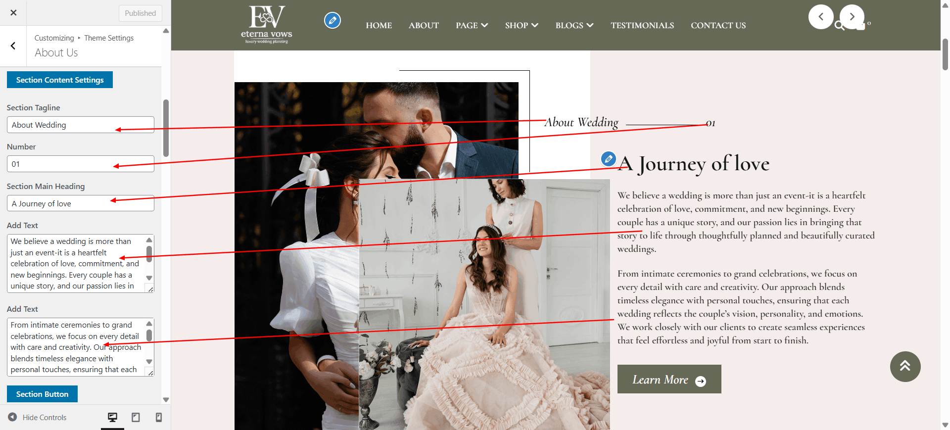 about Us layout screenshot