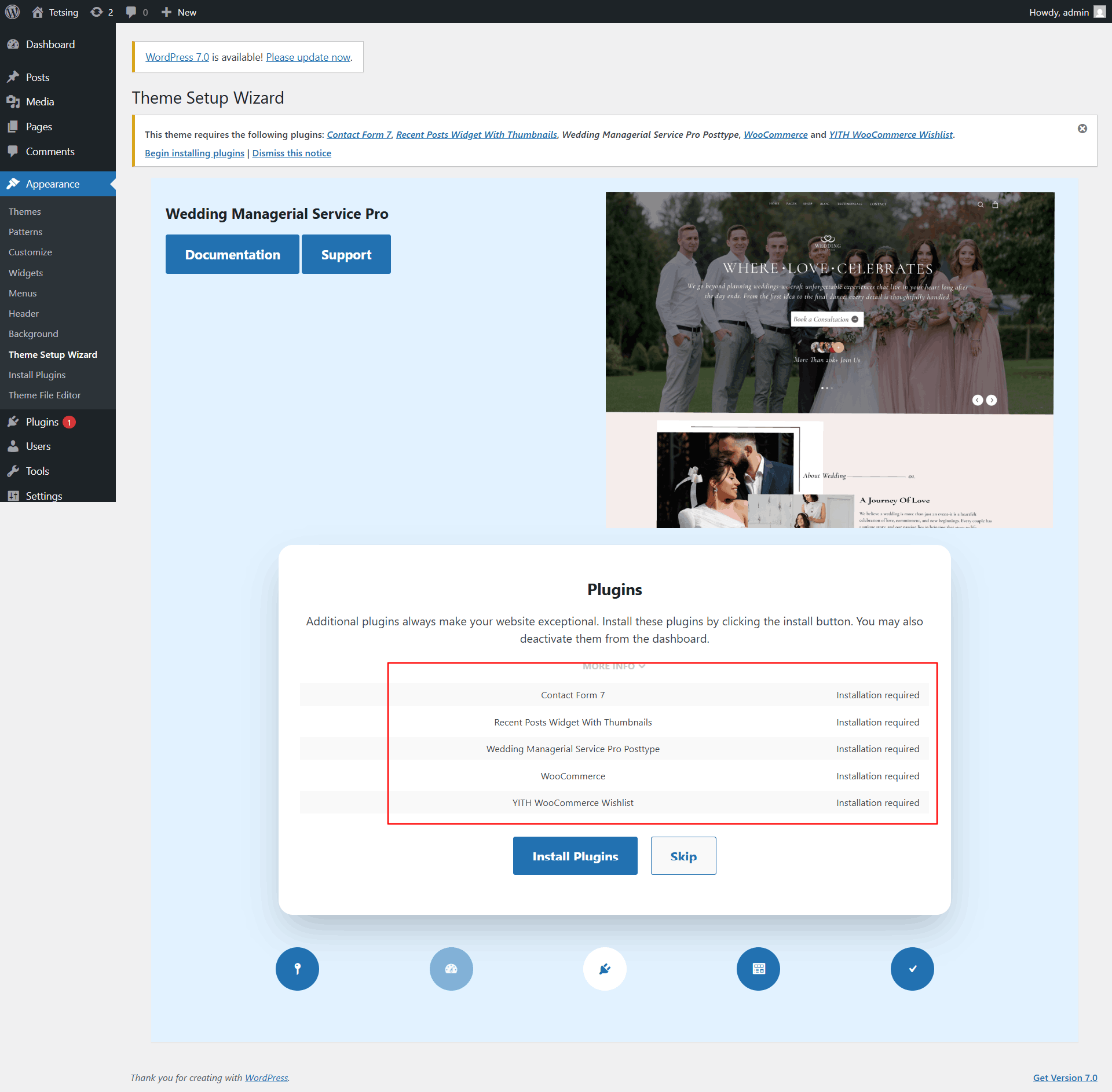 Install Plugins screenshot